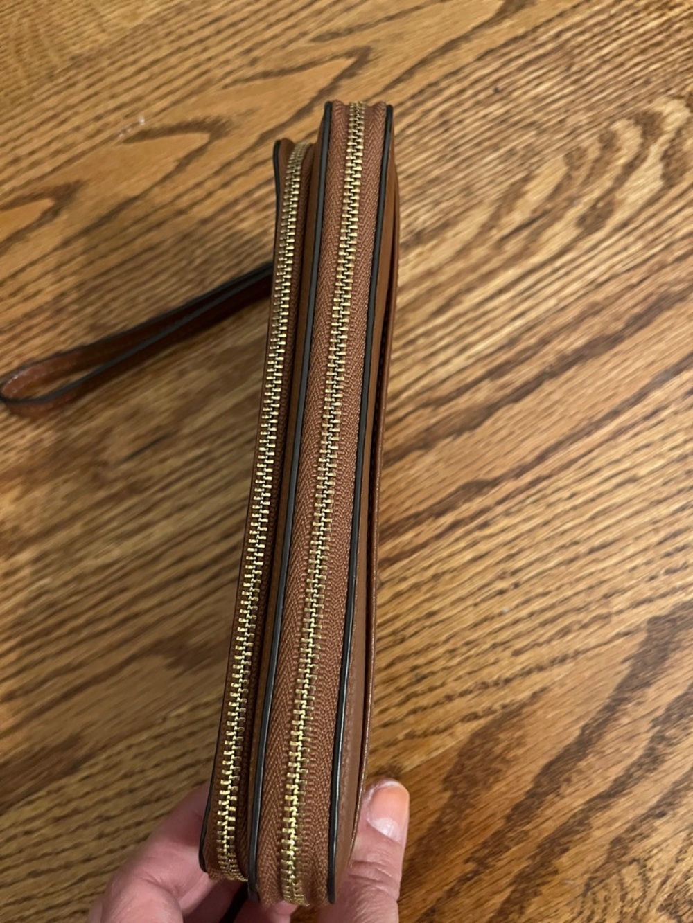 Coach F52718 Saddle Brown Pebble Leather Double Accordion Zip LG Wallet/Wristlet - Picture 5 of 11